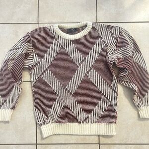 Vintage Atlas Red and Cream Patterned Knitted Sweater